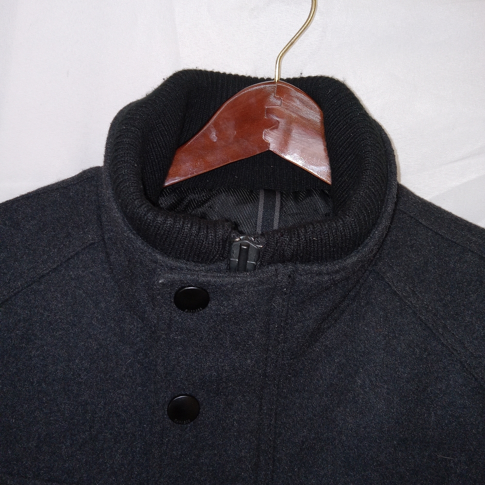 Express Jacket Mens Large Wool Blend Utility Pockets Full Zip Snap Front - Picture 6 of 14